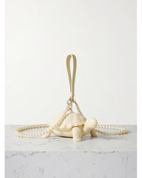 Simone Rocha - Tortoise Faux Pearl-Embellished Leather-Trimmed Acrylic Clutch - Lyst
