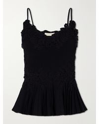 Ulla Johnson - Estelle Pleated Crochet-Trimmed Ribbed Jersey Tank - Lyst