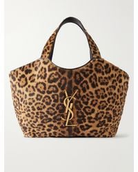 Saint Laurent - Icare Cassandre Animal-Print Calf Hair Tote - Lyst