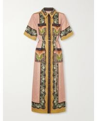 ALÉMAIS - Darcey Belted Printed Hemp Midi Dress - Lyst