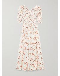 Doen - Robe Midi En Voile De Coton Biologique Mélangé À Imprimé Fleuri Et À Smocks Ischia - Lyst