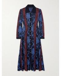 Etro - Midi-Hemdblusenkleid Aus Jacquard-Strick Mit Blumenmuster - Lyst