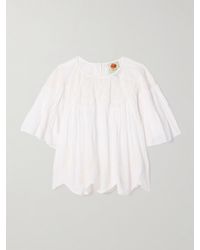 FARM Rio - Crochet-Trimmed Embroidered Cotton-Voile Blouse - Lyst