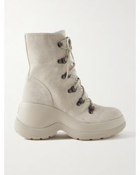 Moncler - Resile Trek Schnürstiefel Aus Veloursleder Mit Shell-Besatz - Lyst