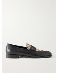 Burberry - Opal Check-Trimmed Leather Penny Loafer - Lyst