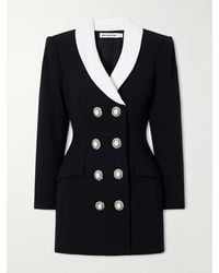 Self-Portrait - Double-Breasted Wool-Crepe Mini Dress - Lyst