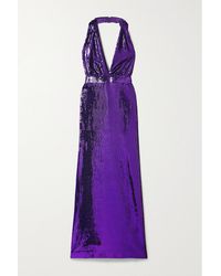 Rodarte Sequined Tulle Halterneck Gown - Purple