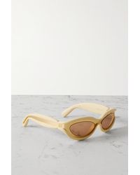 Bottega Veneta - Sonnenbrille Mit Ovalem Rahmen Aus Azetat Mit Goldfarbenen Details - Lyst