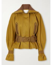 Zimmermann - Valiant Cropped Belted Two-Tone Cotton-Twill Jacket - Lyst