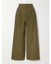 Ulla Johnson - Lani Pleated Cotton-Poplin Wide-Leg Pants - Lyst