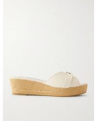 Jimmy Choo - Leda Logo-Embellished Leather Platform Espadrilles - Lyst
