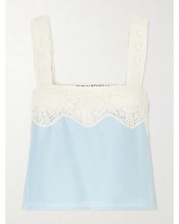 Alix Of Bohemia - Mia Sky Prima Cotton And Silk-Blend Lace-Trimmed Tank Top - Lyst