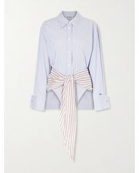 The Attico - Belted Striped Cotton-Poplin Mini Dress - Lyst