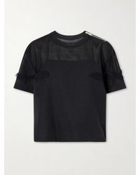 Sacai - Lace-Trimmed Organza T-Shirt - Lyst