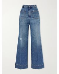 Victoria Beckham - Alina Distressed High-Rise Wide-Leg Jeans - Lyst