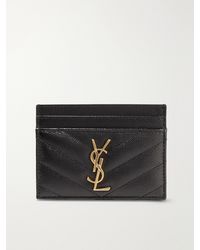 Saint Laurent - Monogramme Quilted Textured-Leather Cardholder - Lyst