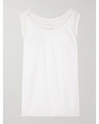 Posse - Danielle Lace-Trimmed Cotton Mini Dress - Lyst