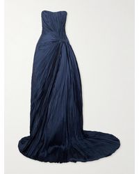 Marmar Halim - Strapless Plissé-Taffeta Gown - Lyst