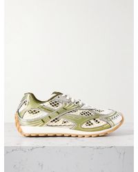 Bottega Veneta - Orbit Metallic Rubber, Mesh And Fishnet Sneakers - Lyst