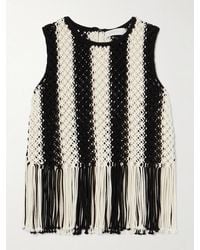 Zimmermann - Wanderlust Fringed Striped Macramé Cotton Top - Lyst