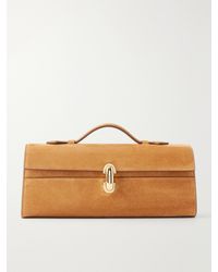SAVETTE - Slim Symmetry Suede Clutch - Lyst