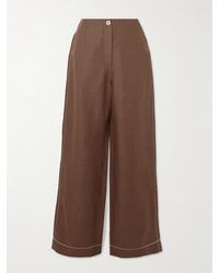 Bondi Born - Varenna Herringbone Organic Linen Straight-Leg Pants - Lyst
