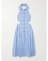 Tolu Coker - Backless Pleated Gabardine Midi Shirt Dress - Lyst