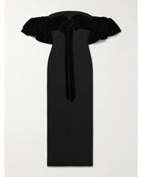Oscar de la Renta - Off-The-Shoulder Velvet-Trimmed Wool-Blend Cady Maxi Dress - Lyst