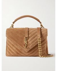 Saint Laurent - College Medium Chain Quilted Suede Shoulder Bag - Lyst