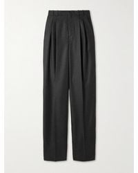 Saint Laurent - Hose Mit Weitem Bein Aus Kaschmir-Twill Mit Falten - Lyst