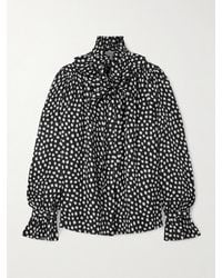 Chloé - Tie-Detailed Polka-Dot Silk-Jacquard Blouse - Lyst