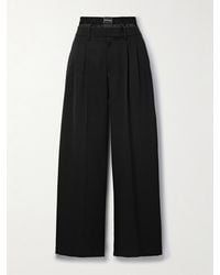 Alexander Wang - Mehrlagige Hose Mit Weitem Bein Aus Woll-Twill Mit Satinbesatz - Lyst