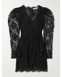 Alessandra Rich - Bow-Embellished Cotton-Blend Lace Mini Dress - Lyst