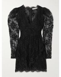 Alessandra Rich - Bow-Embellished Cotton-Blend Lace Mini Dress - Lyst