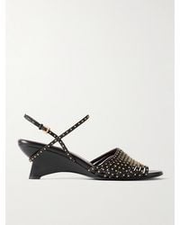 KHAITE - Drew Studded Glossed-Leather Sandals - Lyst