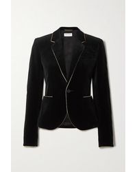 Saint Laurent Blazer En Velours À Finitions Métallisées - Noir
