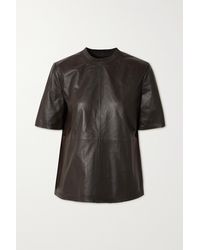 Amiri Paneled Leather T-shirt - Brown
