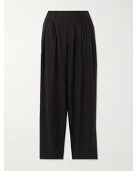 Ssstein - Pleated Silk-Blend Flannel Wide-Leg Pants - Lyst