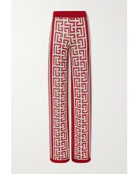 Balmain Jacquard-knit Wide-leg Trousers - Red