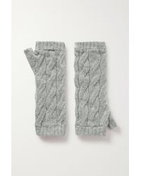 Johnstons of Elgin + Net Sustain Cable-knit Cashmere Wrist Warmers - Grey