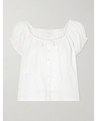 Citizens of Humanity - Tatev Tie-Detailed Lace-Trimmed Ramie Blouse - Lyst
