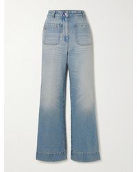 Victoria Beckham - Alina Embroidered High-Rise Wide-Leg Jeans - Lyst