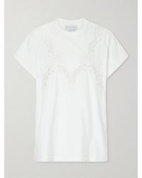 Stella McCartney - Lace-Trimmed Cotton-Jersey T-Shirt - Lyst