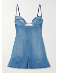 Nensi Dojaka - Cutout Paneled Denim Mini Dress - Lyst