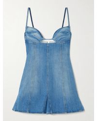 Nensi Dojaka - Cutout Paneled Denim Mini Dress - Lyst