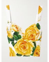 Dolce & Gabbana - Cotton Corset Top With Rose - Lyst