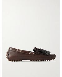 Brunello Cucinelli - Tasseled Fringed Bead-Embellished Leather Loafers - Lyst