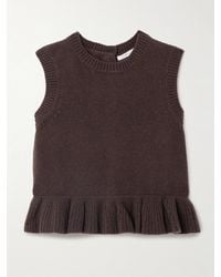 Cecilie Bahnsen - Bill Ruffled Cashmere And Wool-Blend Peplum Tank - Lyst