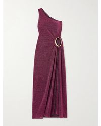 Oséree - Lumière One-Shoulder Cutout Metallic Stretch-Knit Maxi Dress - Lyst