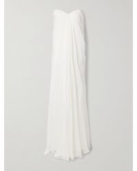 McQueen - Strapless Draped Silk-Chiffon Bustier Gown - Lyst